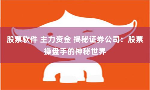 股票軟件 主力資金 揭秘證券公司:股票操盤手的神秘世界